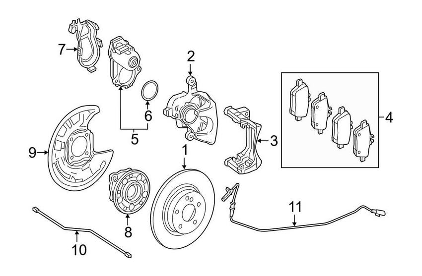 Mercedes Wheel Bearing and Hub Assembly - Rear 2463340206